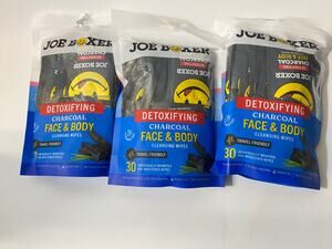 Joe Boxer Detoxifying Charcoal Face and Body Wipes 90 Pack Individually Wrapped